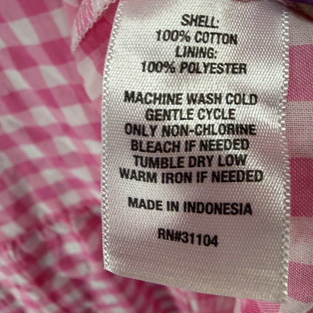 Chaps Gingham Check Tiered Ruffle Midi Dress Small Pink Cotton Cottage Prairie - Picture 11 of 12